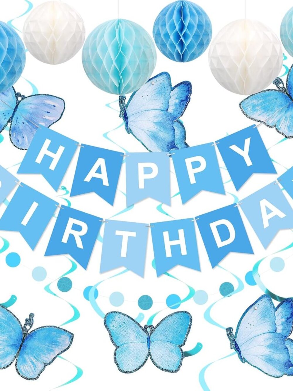 Birthday Decorations Happy Birthday Banner with Honeycomb Balls